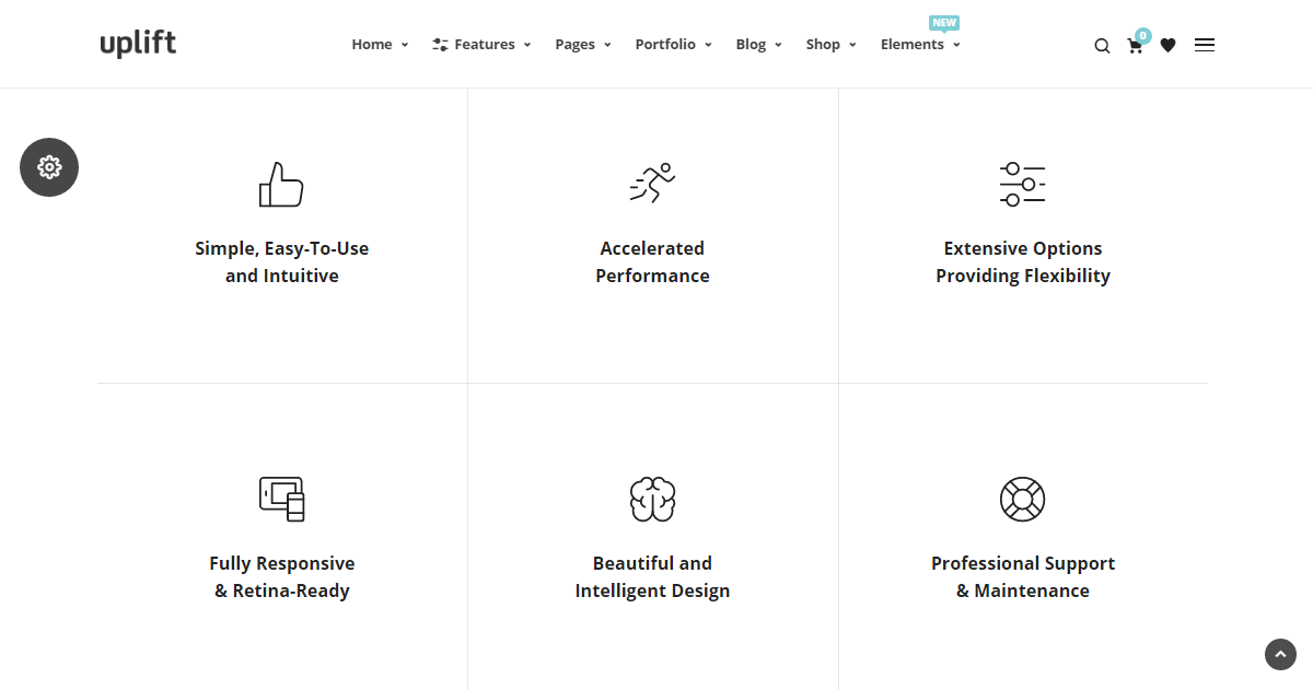 Apparence de l'examen du thème WordPress Uplift
