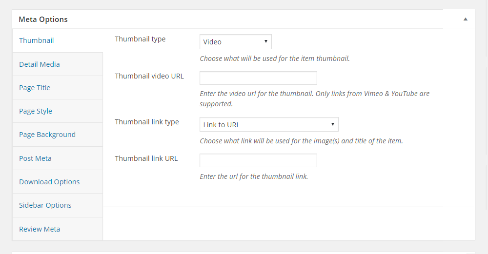 Uplift WordPress Theme Review Meta Options