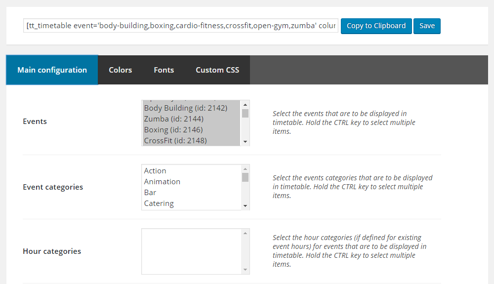 Серверная часть расписания обзора тем Smarty