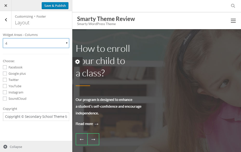 Нижний колонтитул Smarty Theme Review