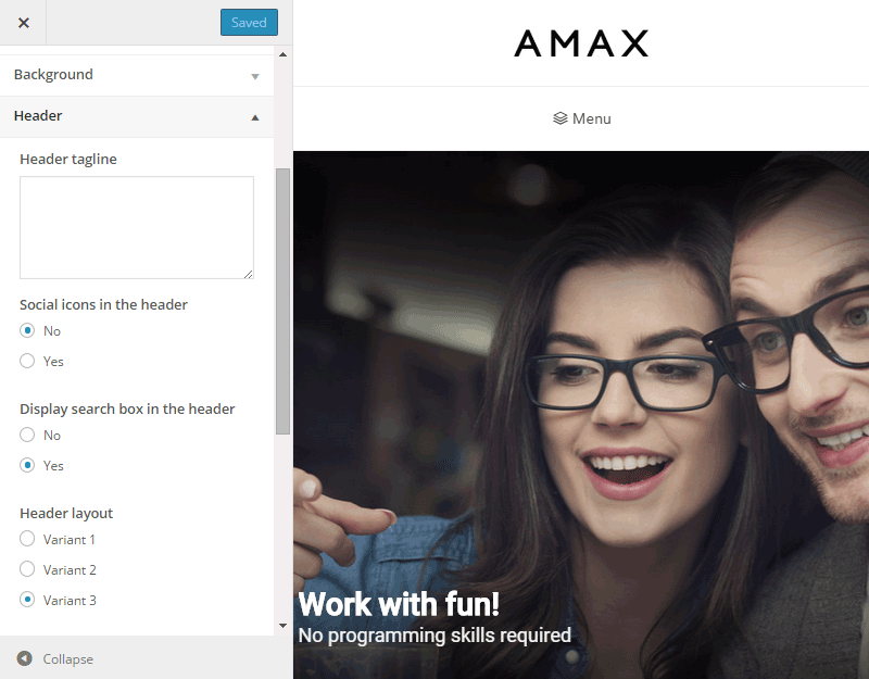 Personalizzatore WordPress AMAX