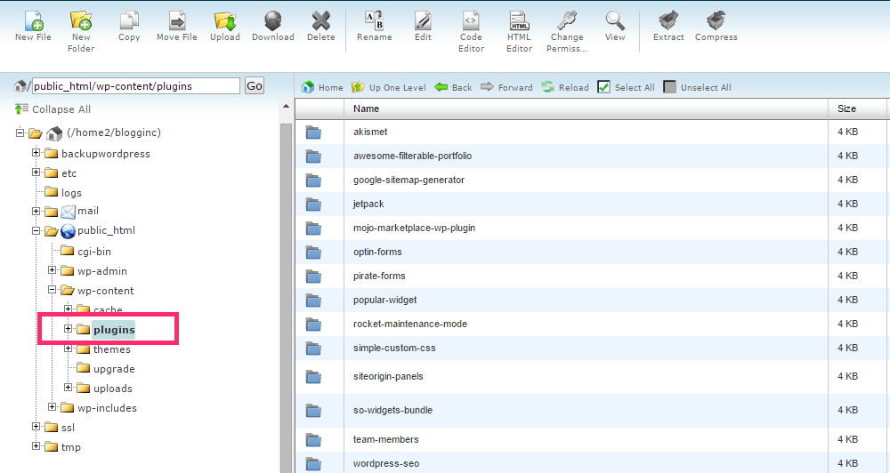 dossier des plugins.