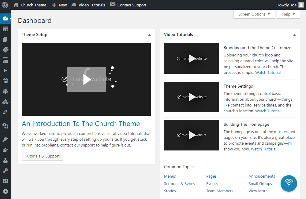 Dashboard zur Überprüfung des Kirchenthemas