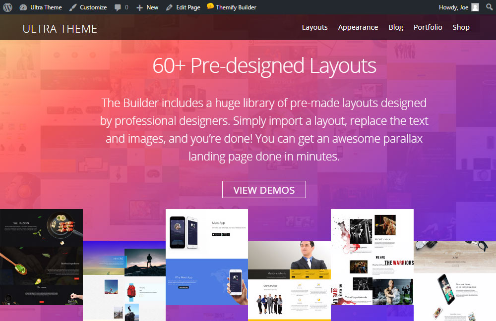 Après avoir importé le contenu de la démo