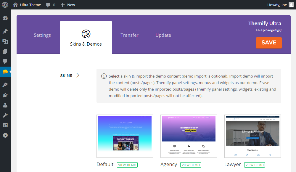 Importation de contenu de démonstration