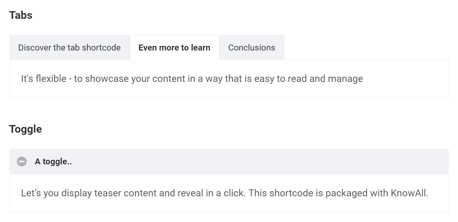 KnowAll Review Tabs Shortcodes