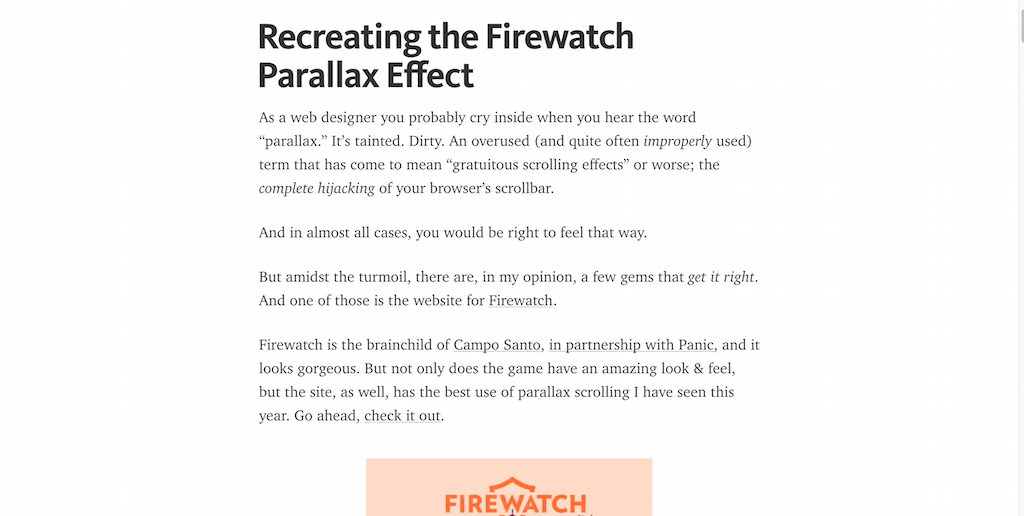 Nachbildung des Firewatch Parallax-Effekts