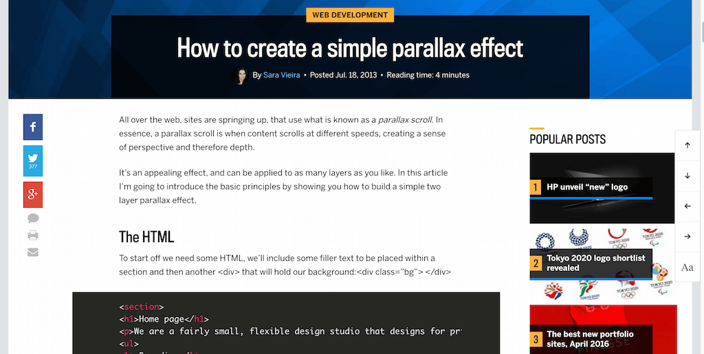 So erstellen Sie ein einfaches Parallax-Effekt-Webdesigner-Depot