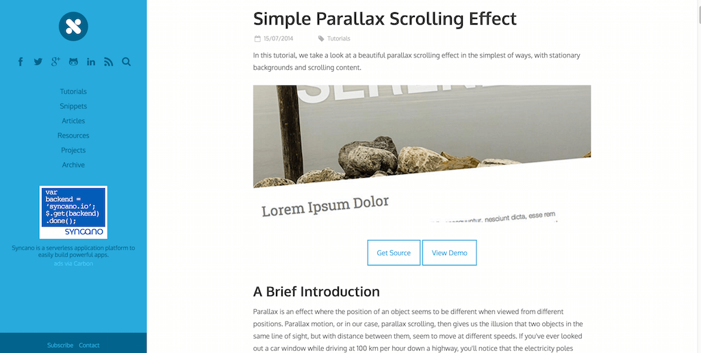 Einfacher Parallax-Scrolling-Effekt Call Me Nick