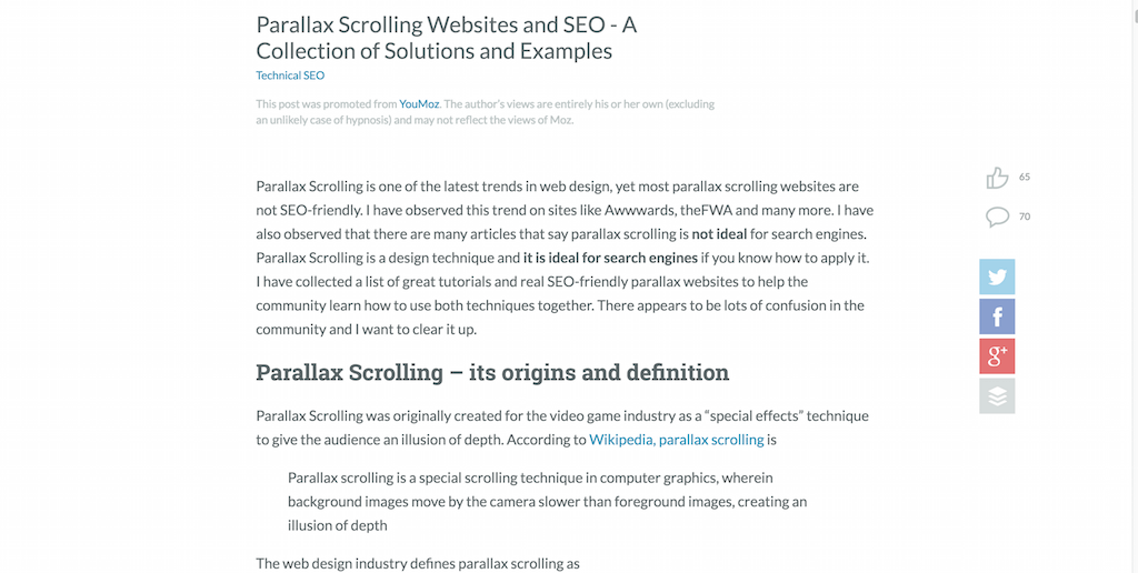 Parallax Scrolling Websites und SEO