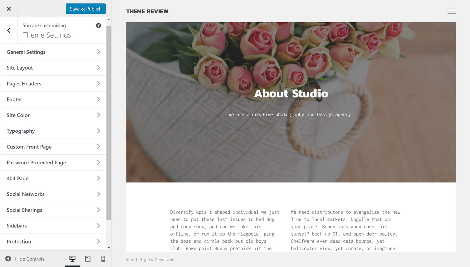 Paramètres de personnalisation