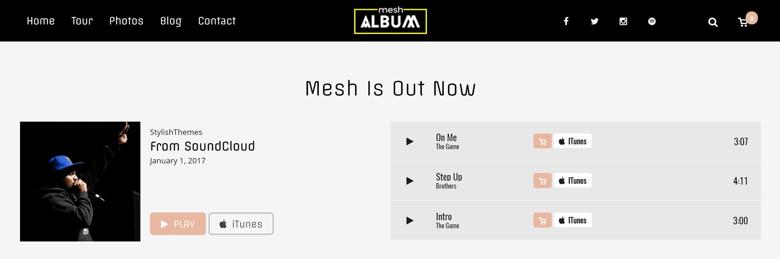 Boutons d'achat d'album