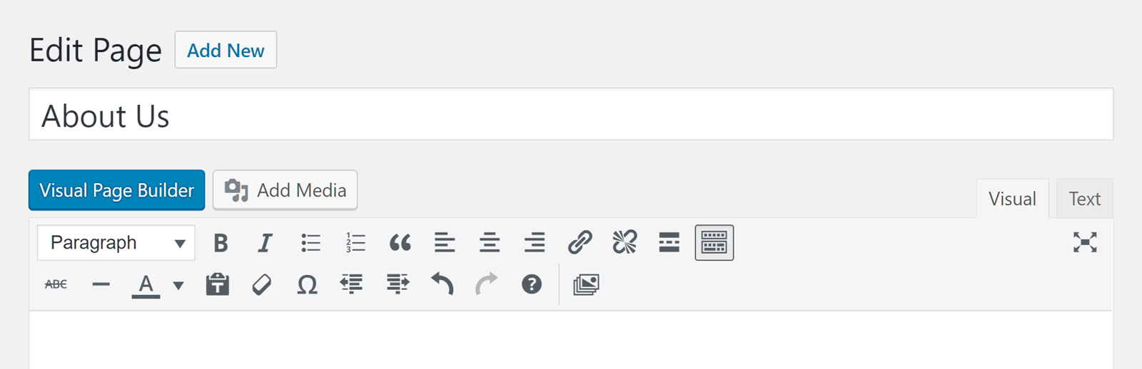 Die Schaltfläche für den visuellen Kerneditor