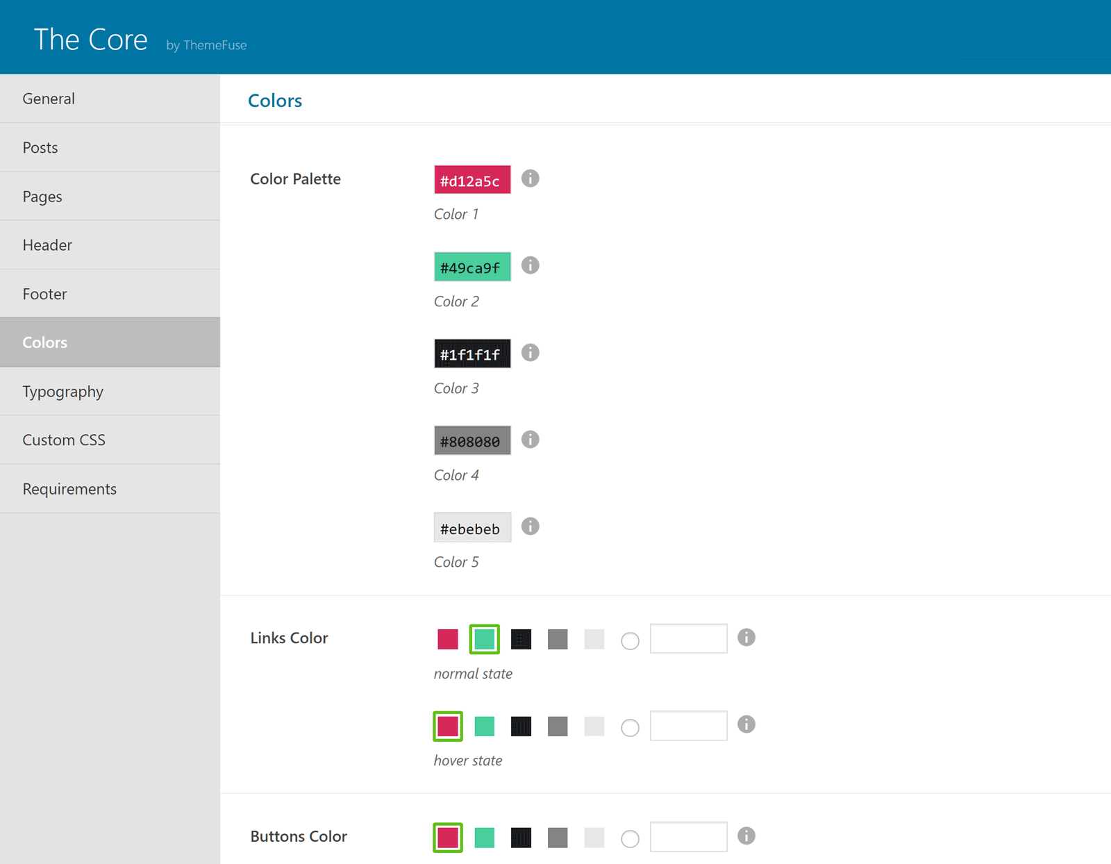 Die Kernfarbeinstellungen