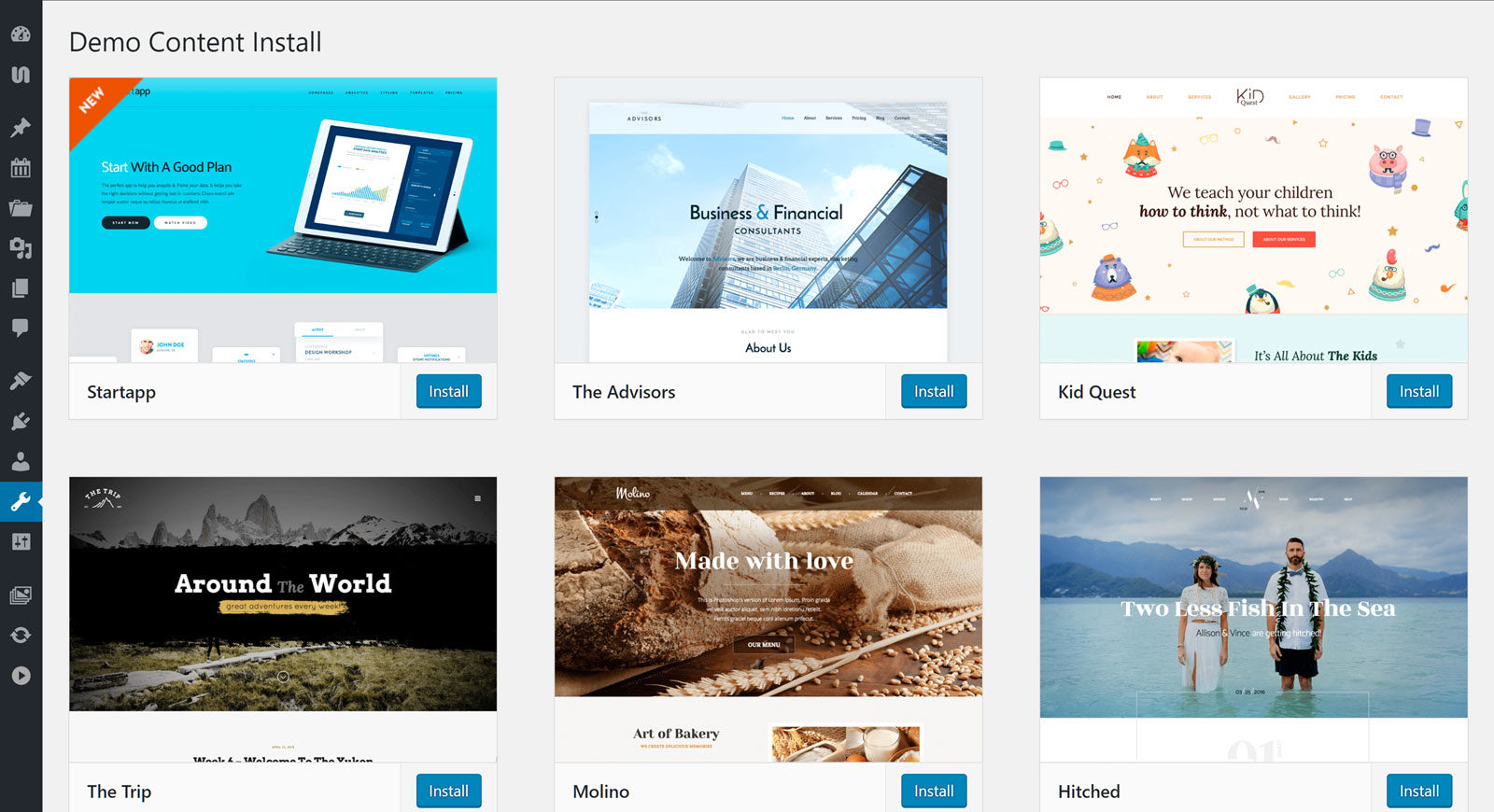 Der Import von Kern-Demo-Inhalten