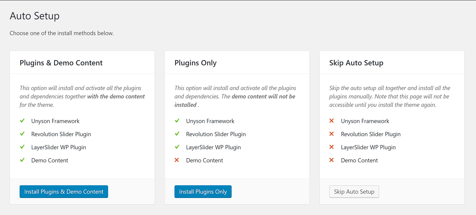 Bildschirm für die automatische Einrichtung