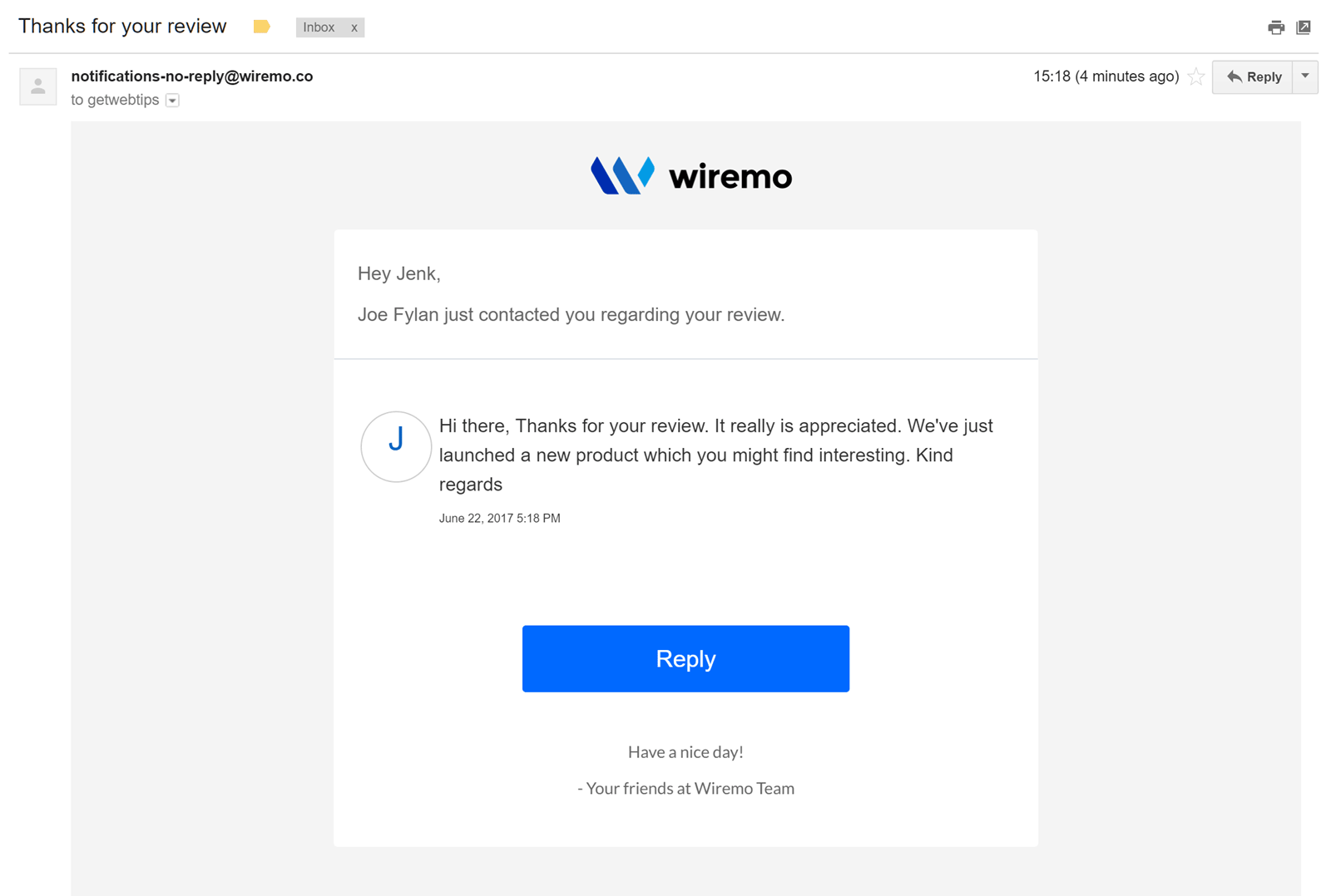 電子メール通知
