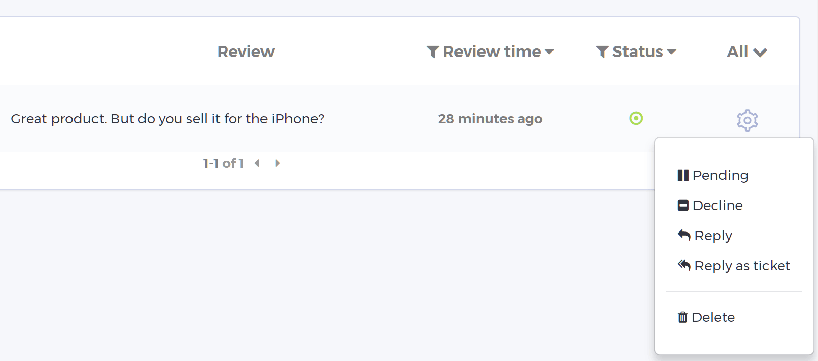 レビューを管理する