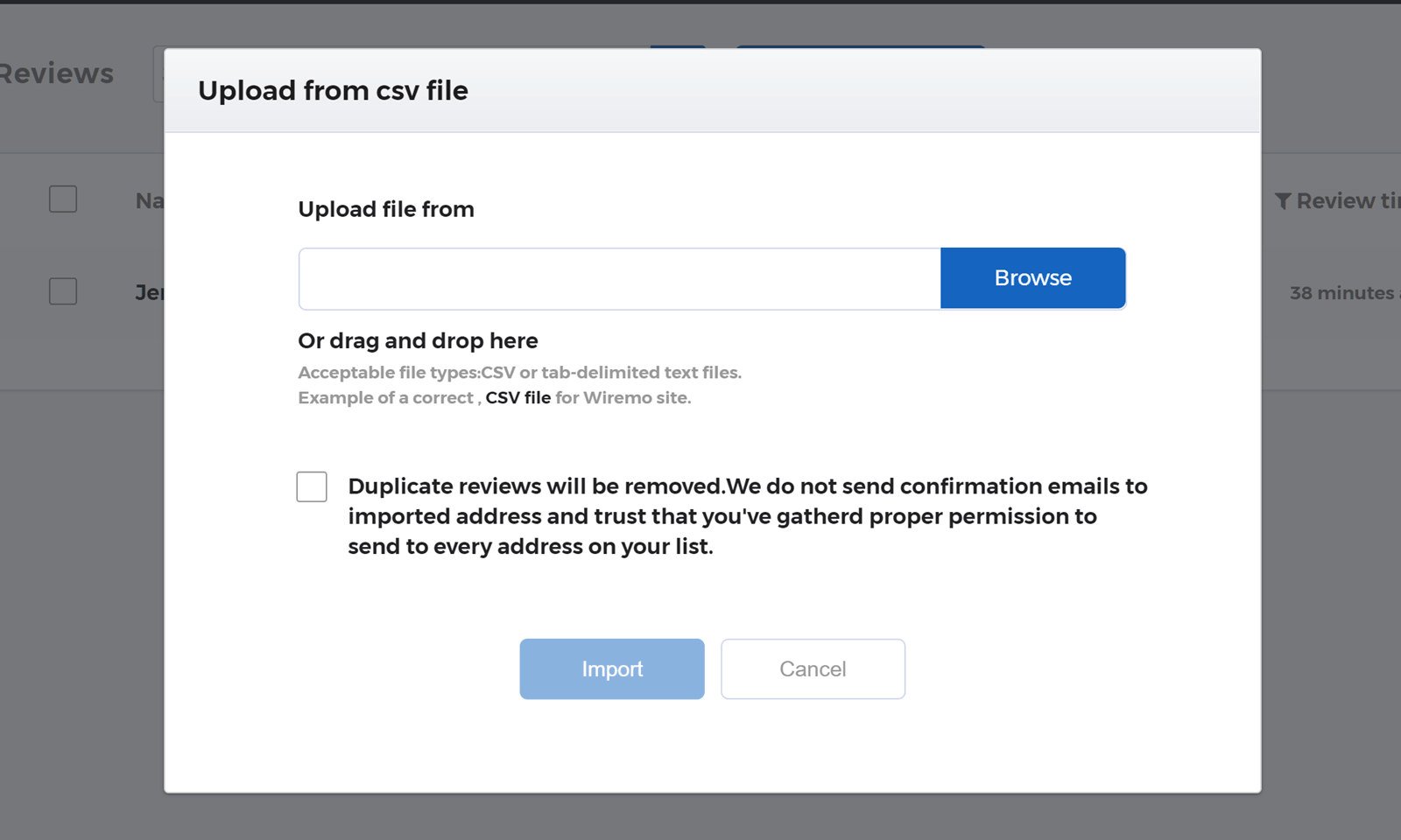 CSVファイルをインポートする