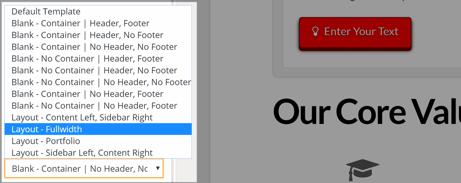 选择自定义页面模板