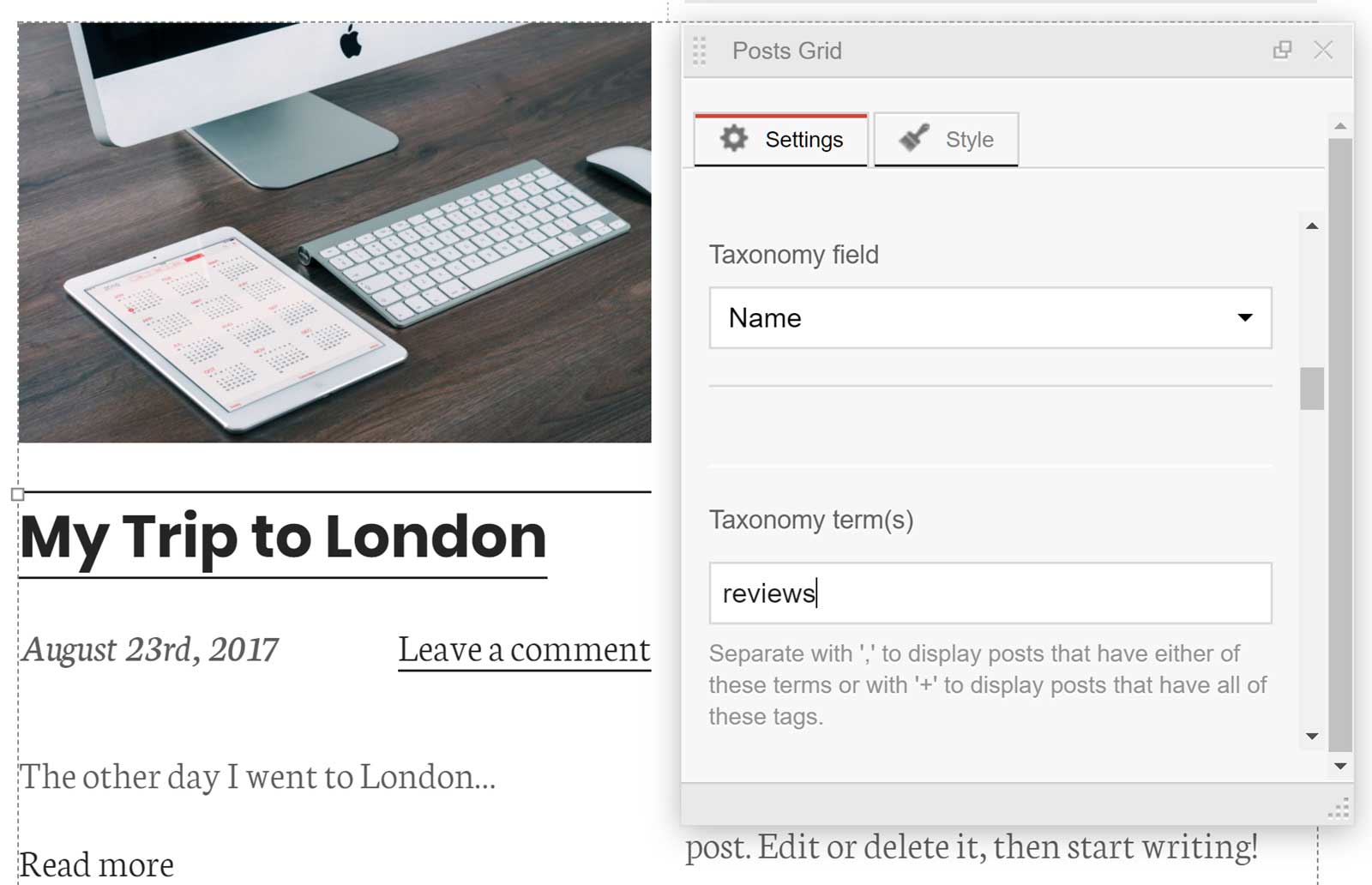 投稿グリッドフィルター