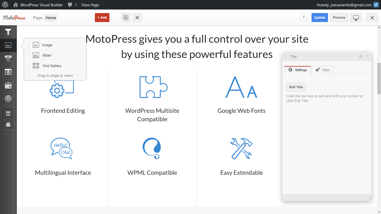 MotoPressコンテンツエディターUI