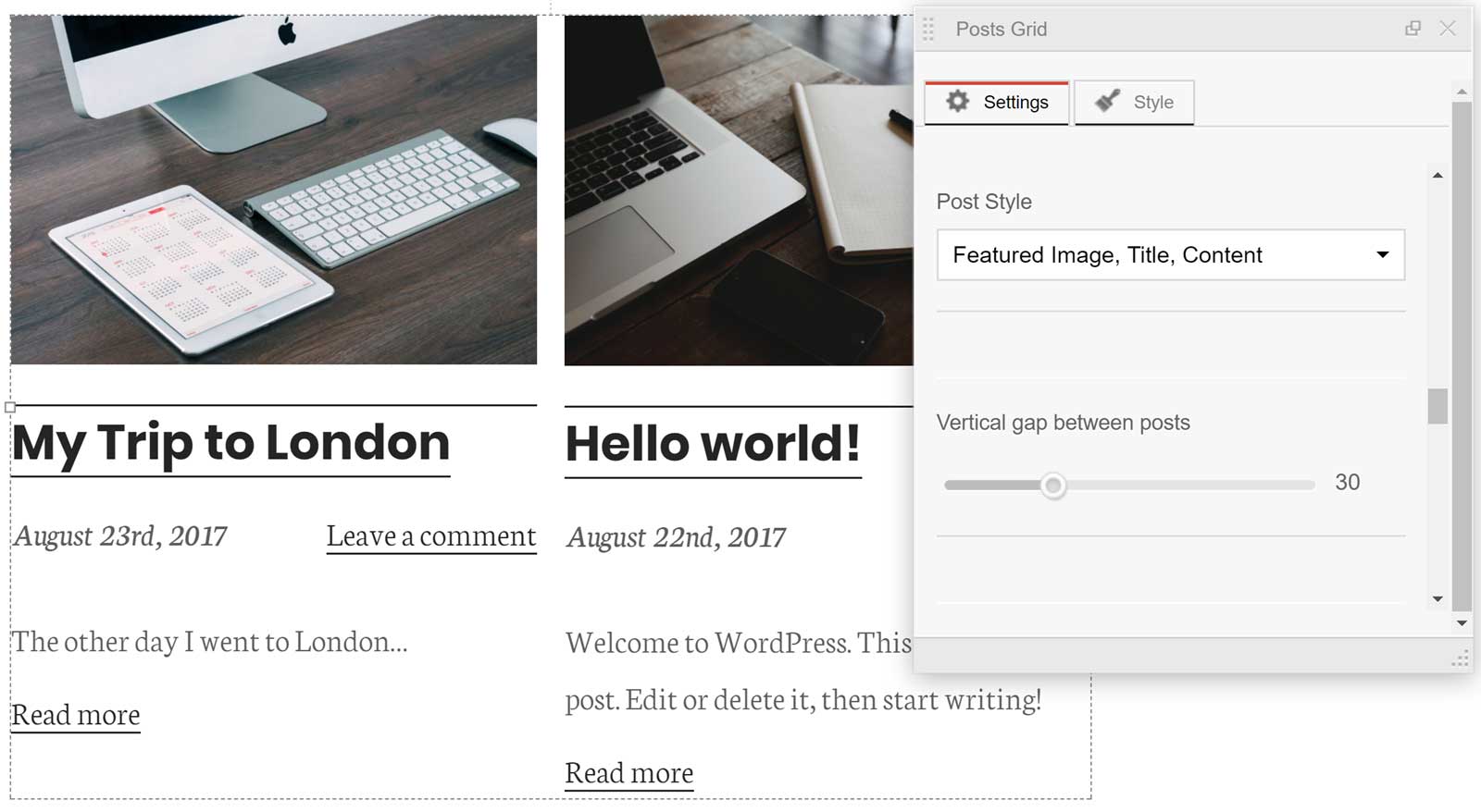 投稿グリッド設定