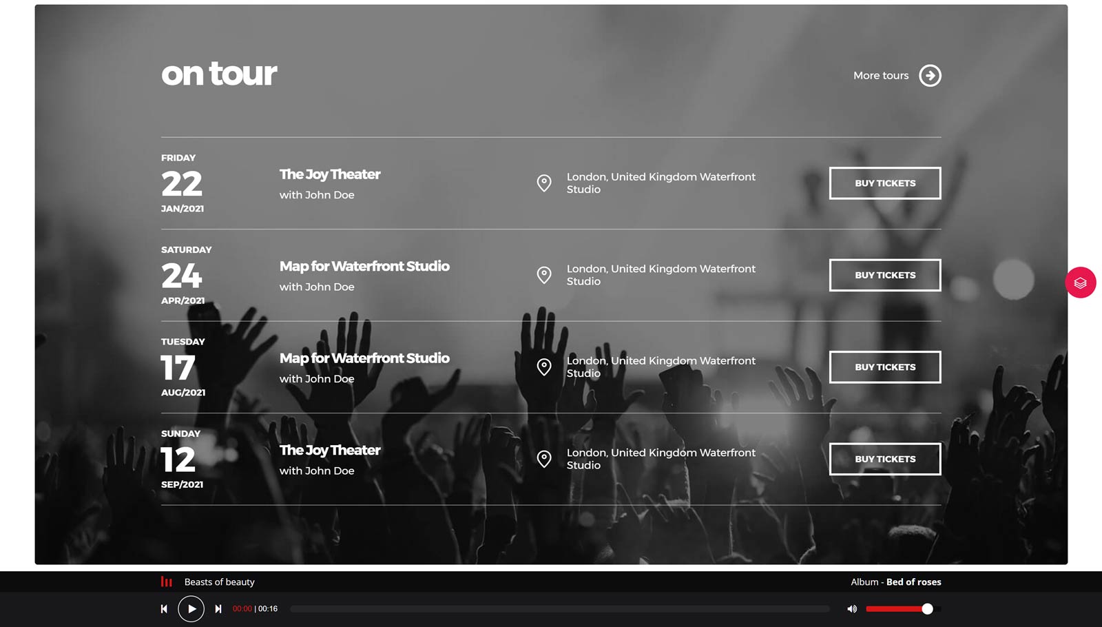 Démo de la tournée musicale