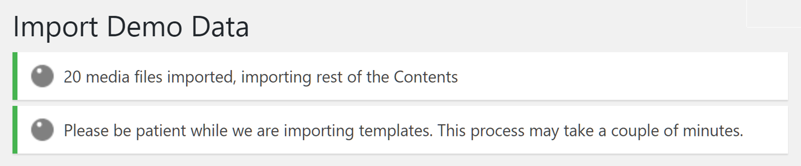 Importar el progreso del contenido de demostración