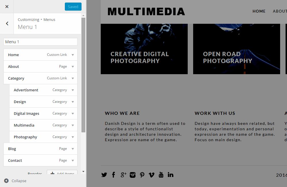 Concevoir des menus de personnalisation