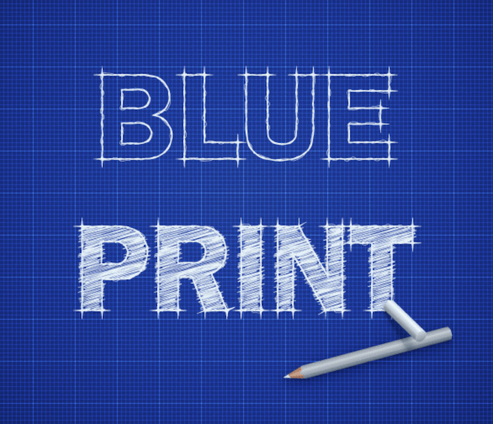 Efek Teks Cetak Biru