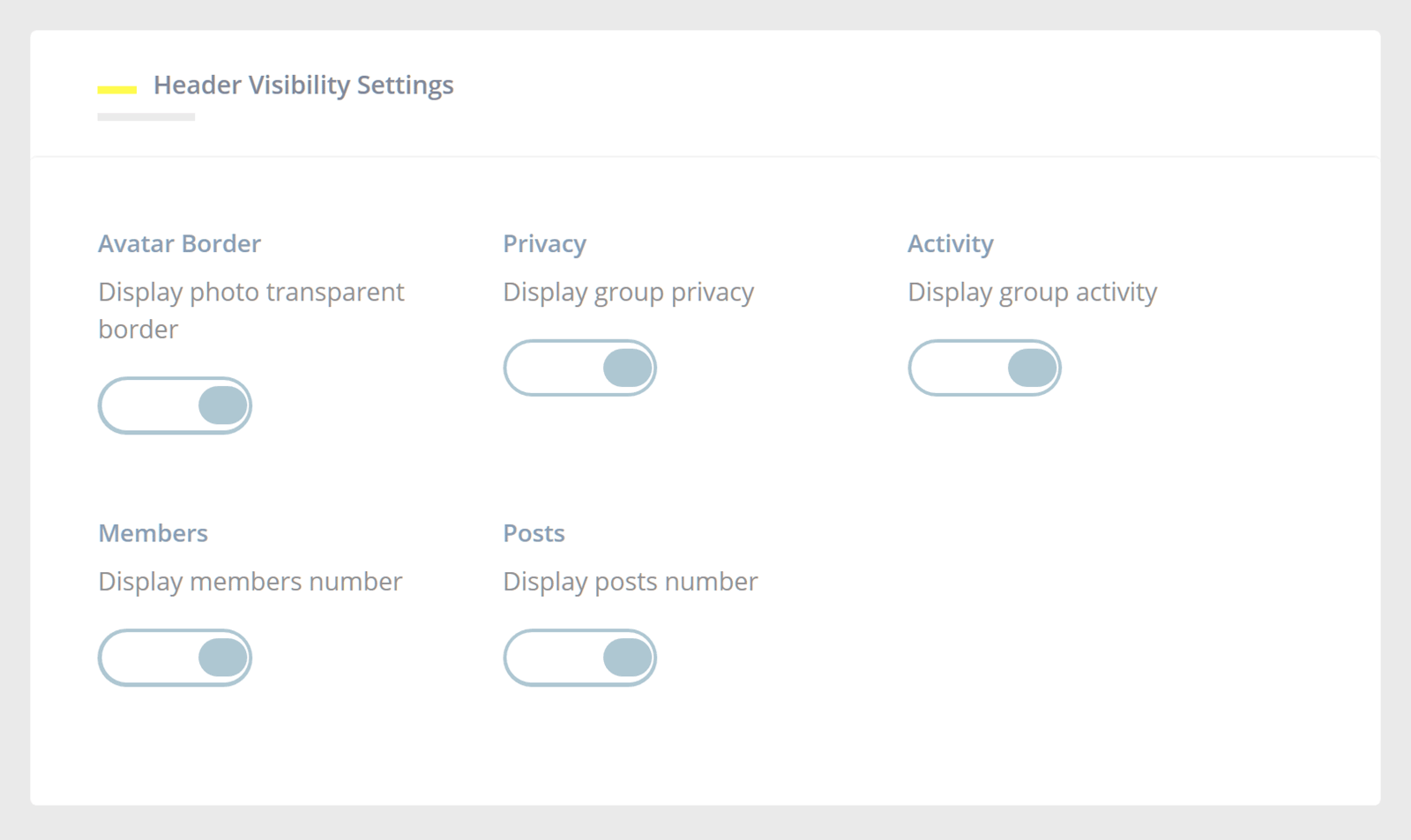 Paramètres du groupe de plugins Youzer