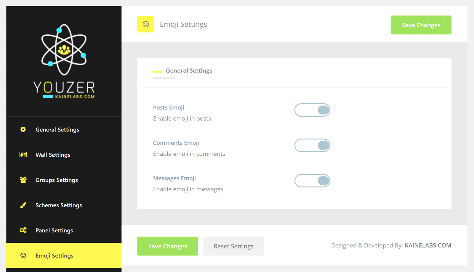 Panneau d'administration Youzer