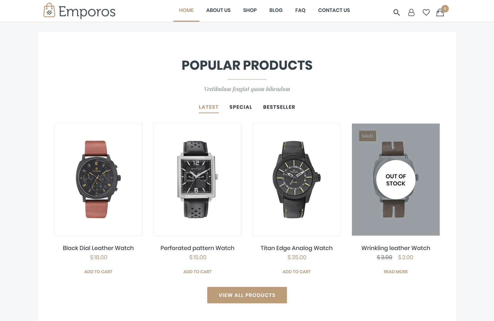 Tampilan Produk Tema Emporos