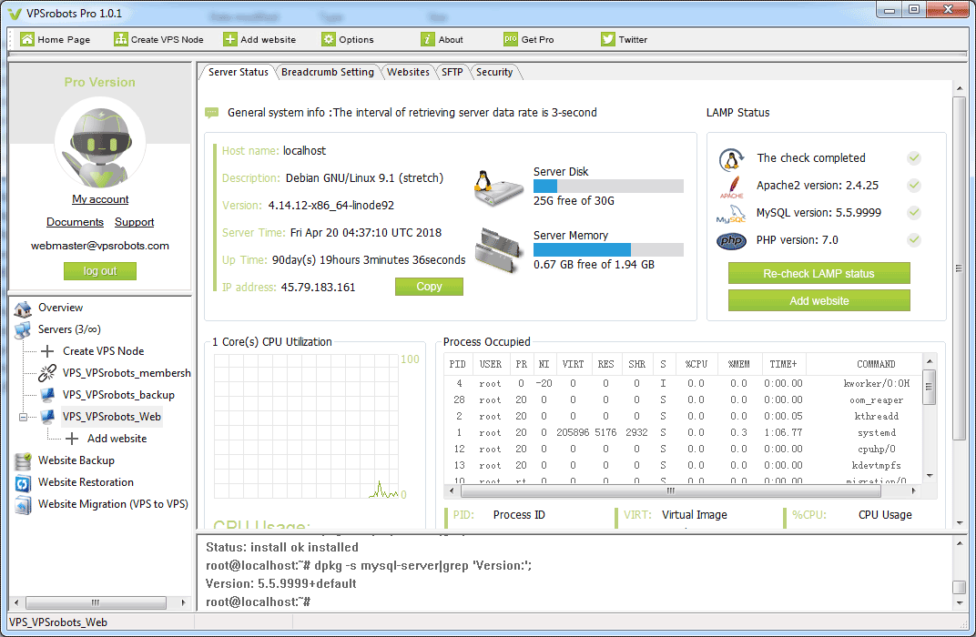 Monitor de servidor VPS