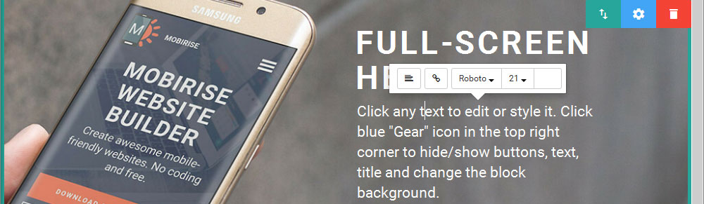 Mobirise Review 文本編輯