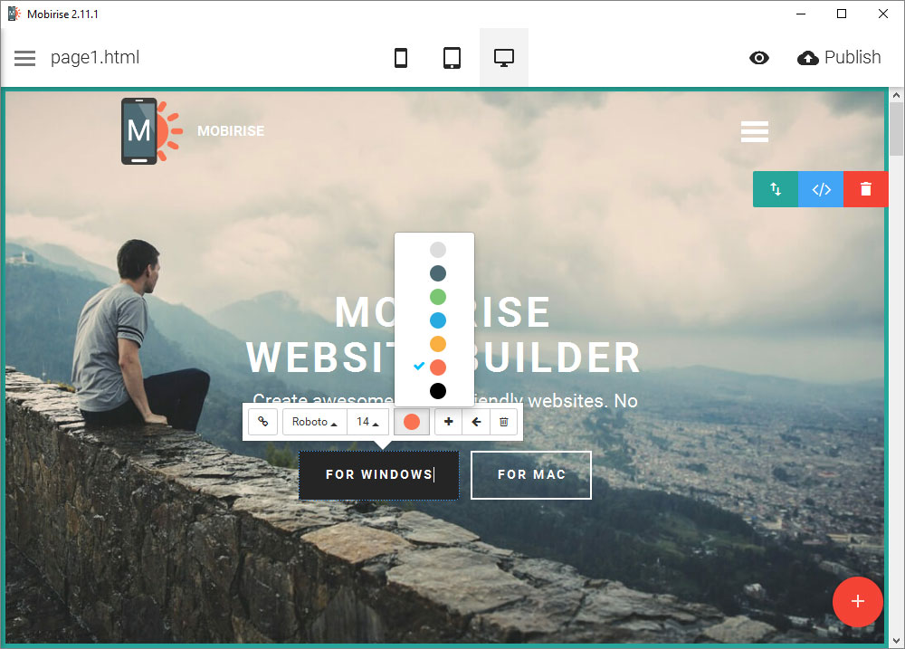 Mobirise Review 按鈕顏色