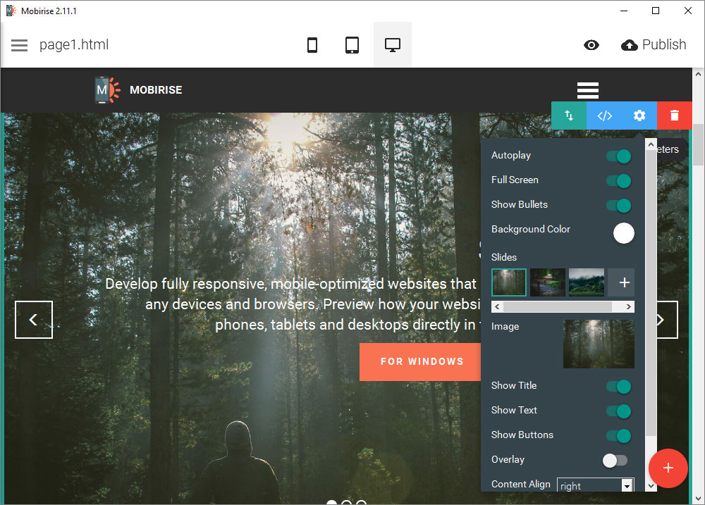 Mobirise 評論幻燈片編輯