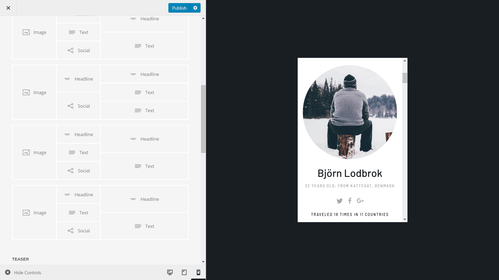 Janela de visualização do smartphone