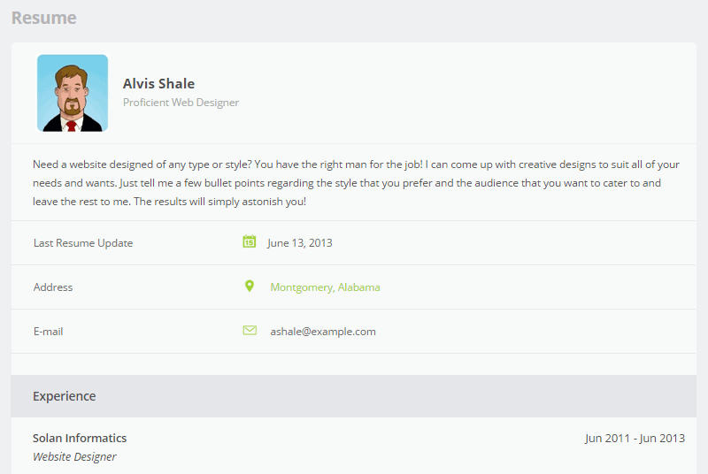 WPJobBoard 求職者簡介