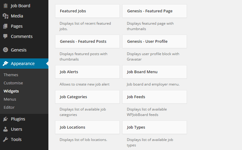 WPJobBoard 側邊欄小部件