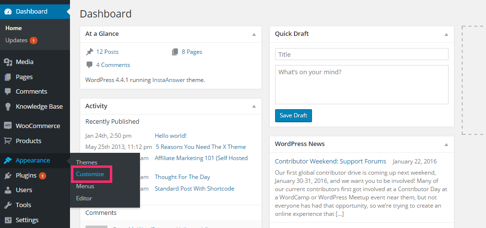 مُخصص WordPress
