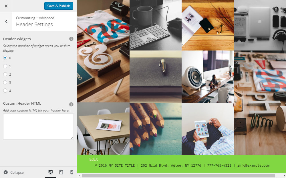 مراجعة BoldGrid خيارات رأس المخصص