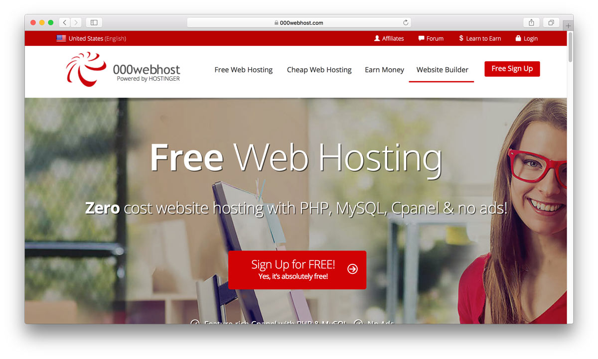 000webhost página de inicio