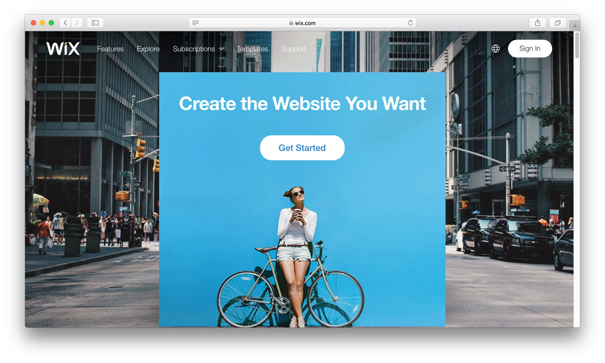 Página de inicio de Wix