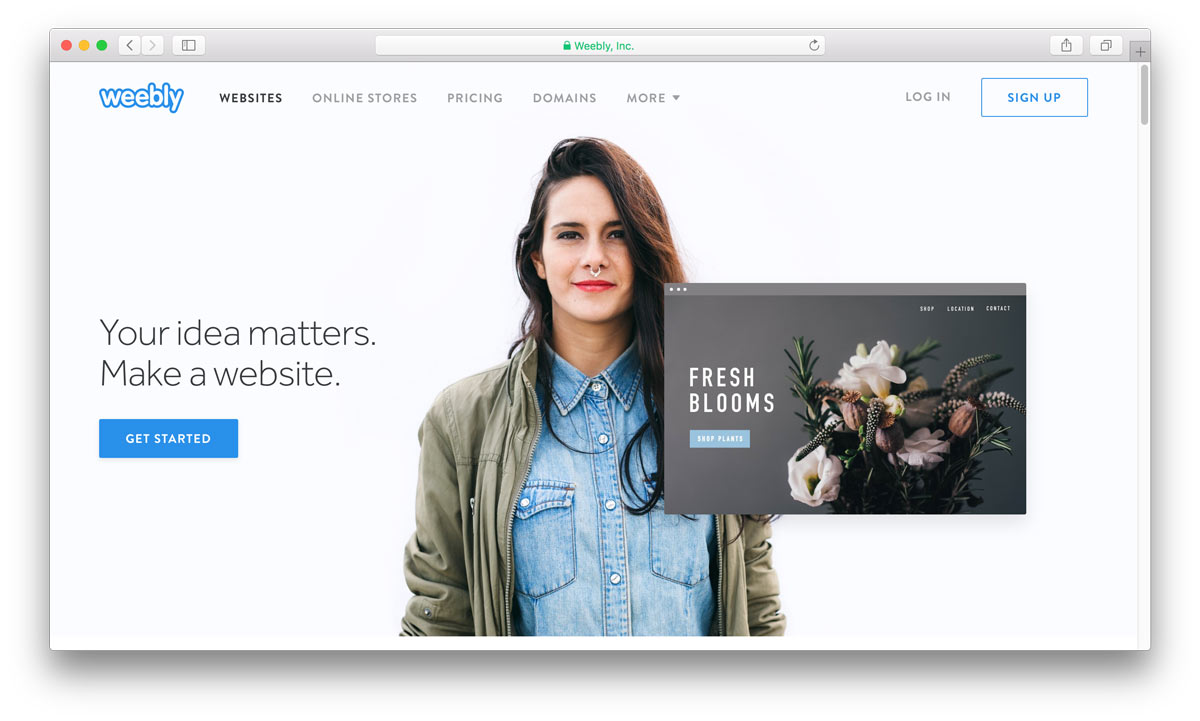 Página de inicio de Weebly