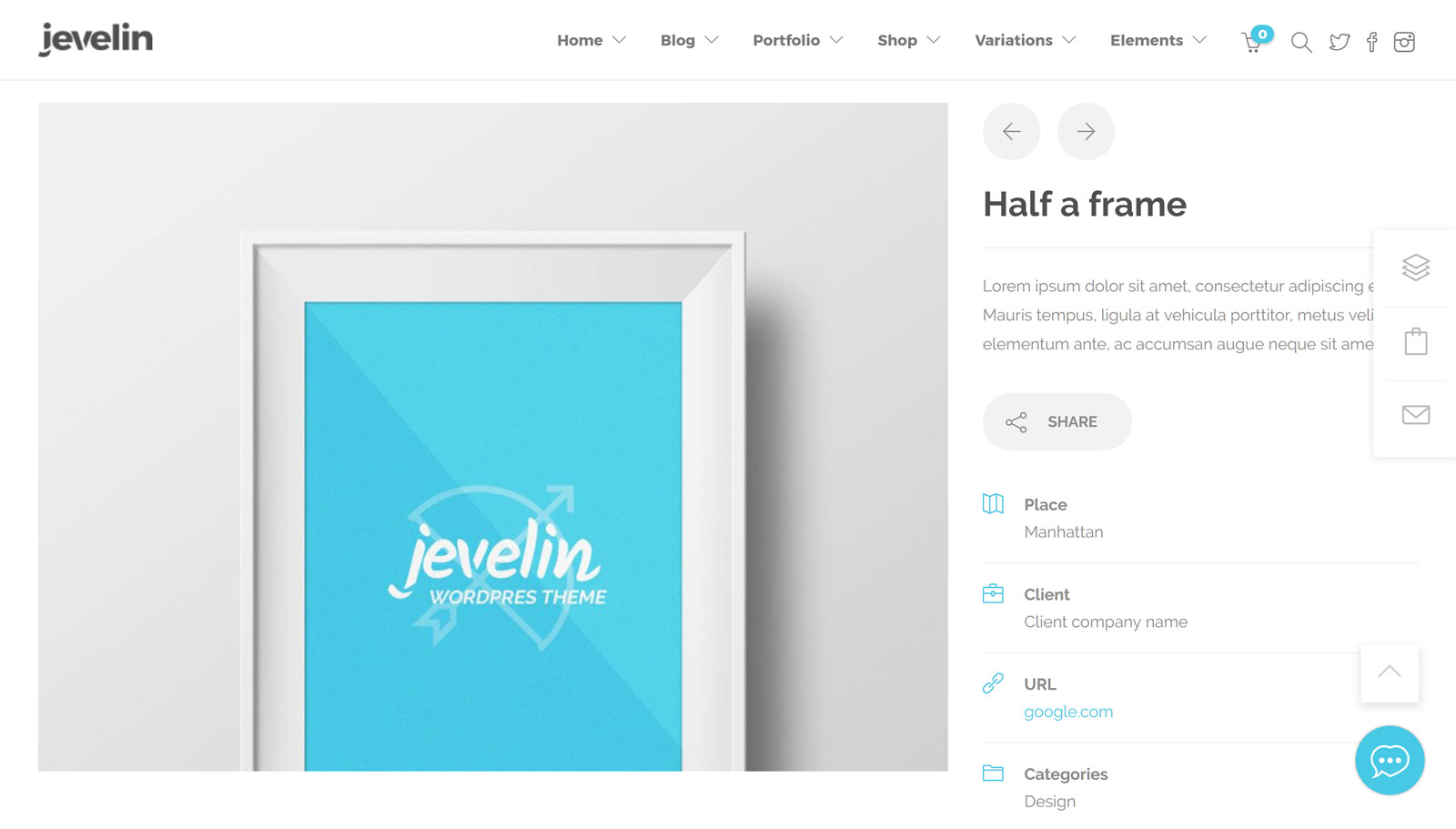 Jevelin Theme Review Strona portfolio