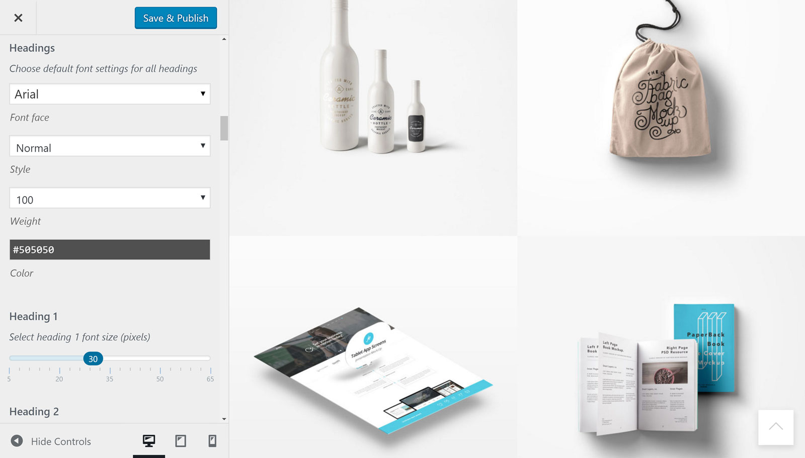 Jevelin Customizer czcionki