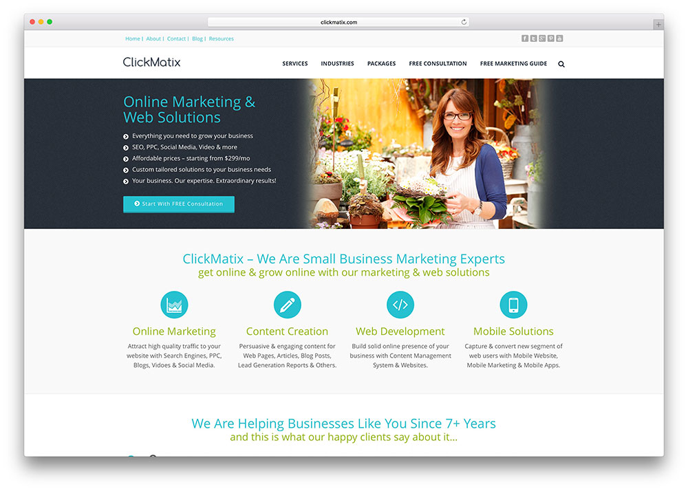 clickmatix-strona-marketingowa-online-wykorzystująca-motyw-Jowisza