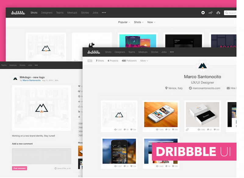 Dribbble GUI Sketch